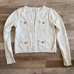 Line&Dot White Cardigan with Gold Buttons Size S